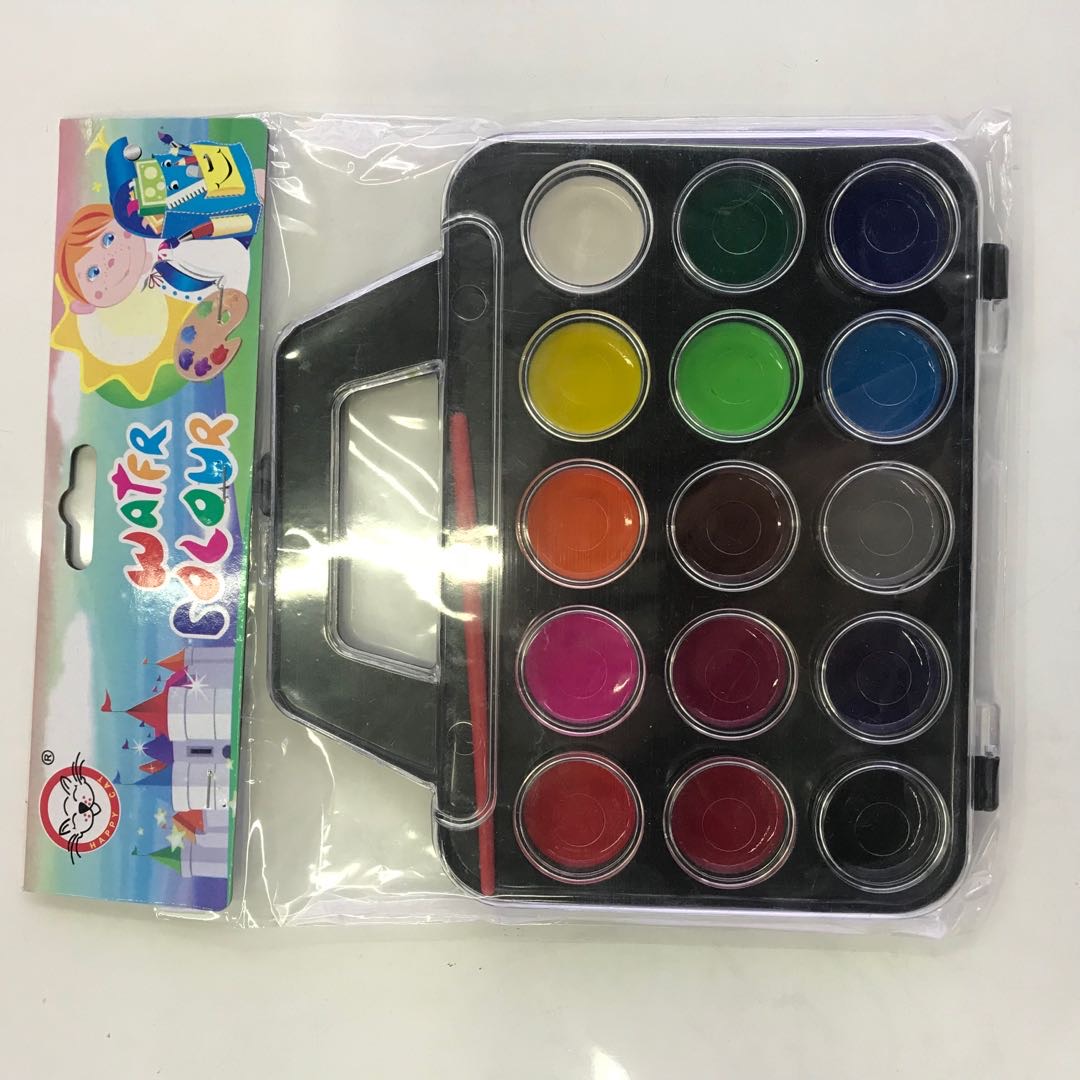 儿童迷你固体水彩颜料套装12色小盒装初学者绘画写生水彩套装美术专业画画工具学生用手绘水粉饼颜料
