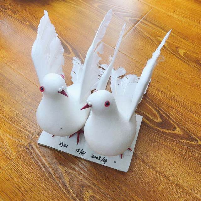 仿真白鸽和平鸽摆件羽毛小鸟婚庆商场装饰捆绑展翅假鸽子动物摆件细节图