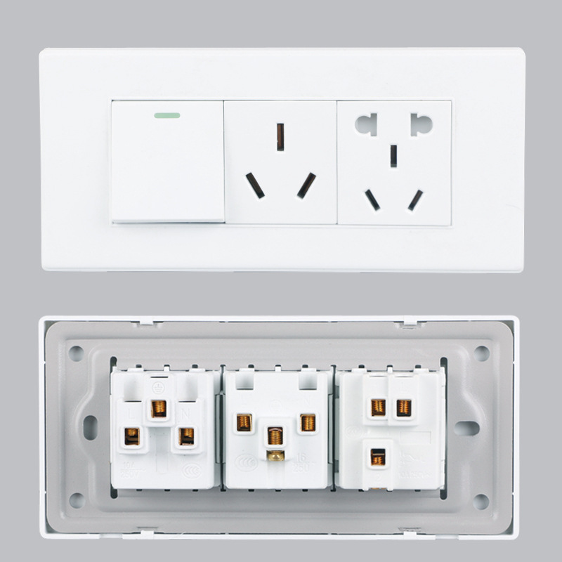 The manufacturer supplies 118-type wall socket core functional component modules, white versatile kitchen multi-hole socket panels details Picture