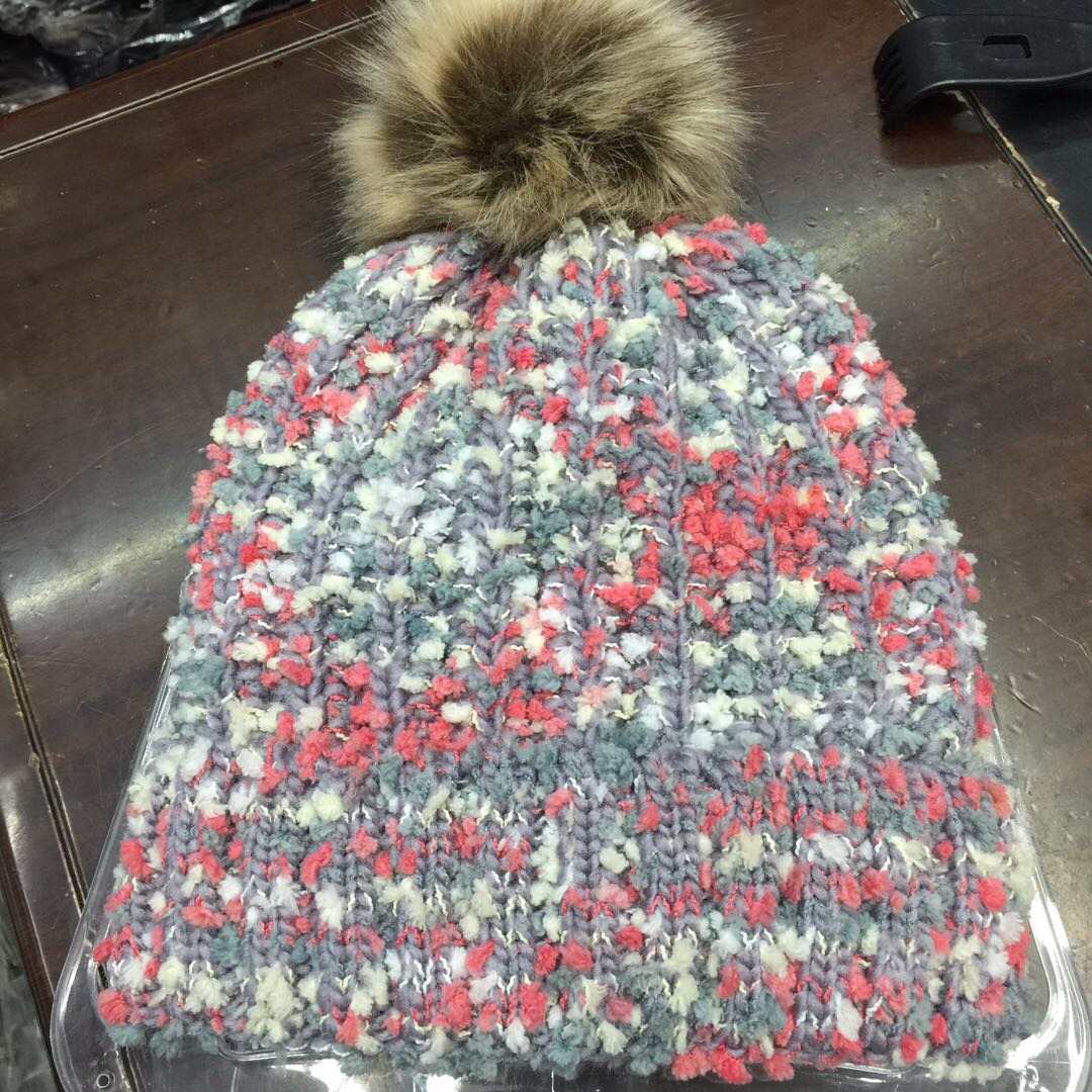 Winter Millinery Wool-Knitted Hat Korean Hairball Cold Hat Ear Protection Plus Fleece Thickened Casual All-Fit Beanie Hat