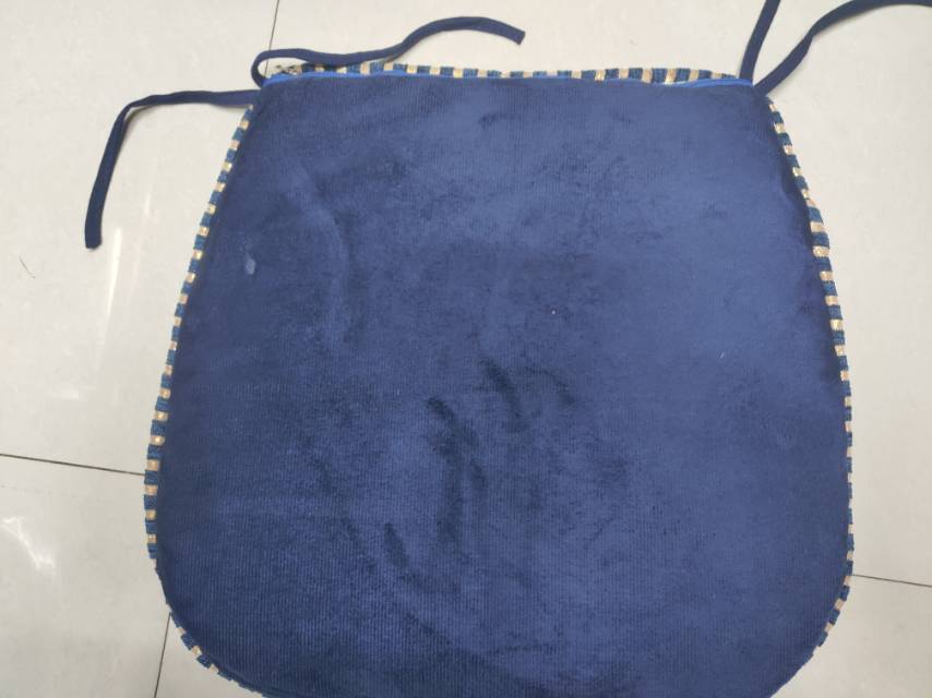 Blue printed Chenille dining chair cushion details Picture