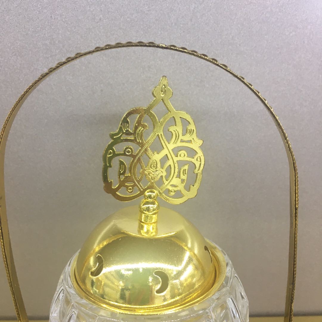 HL-5 提篮香炉水晶铁艺镀金香炉 玻璃装饰香炉产品图
