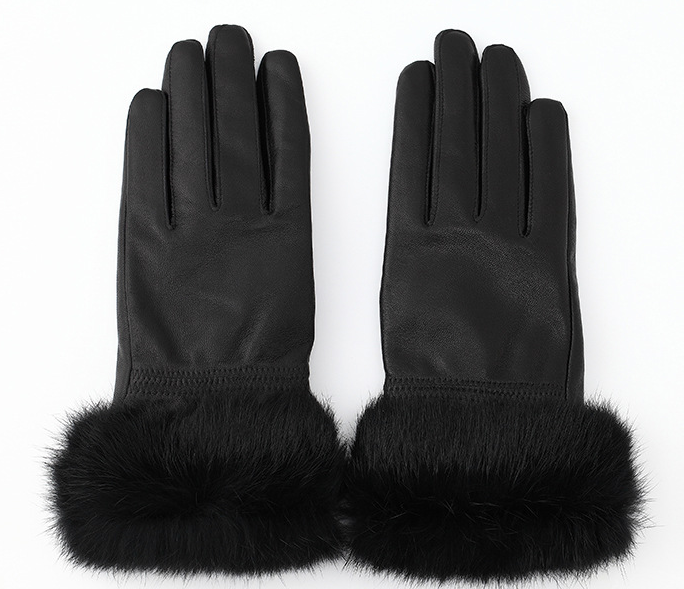 Touch screen rabbit fur genuine leather gloves for women's winter warmth driving gloves factory direct sales, wholesale, processing and customization