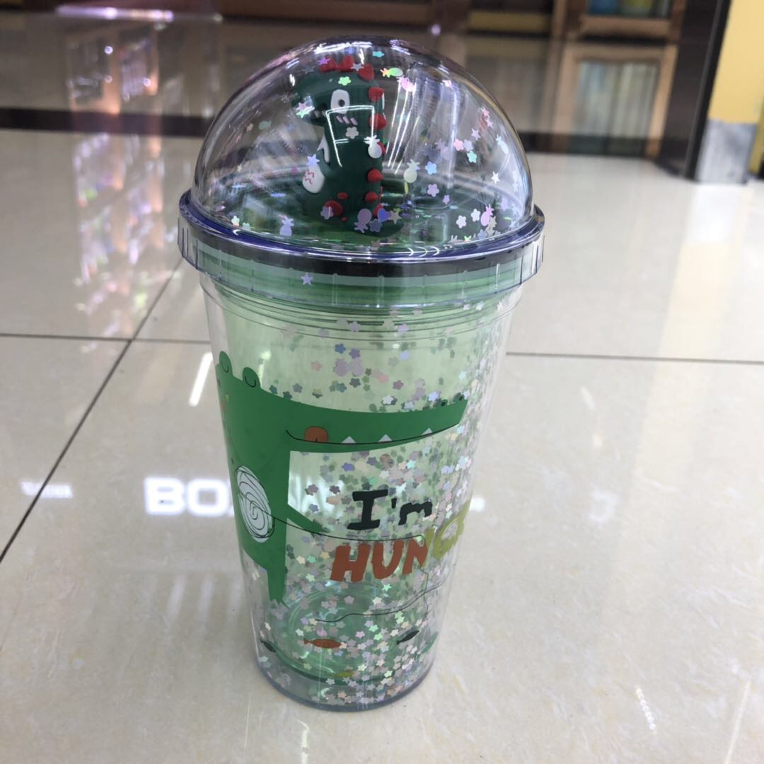 吸管杯恐龙公仔少女心可爱网红水杯ins风便携夏天大容量随手杯男