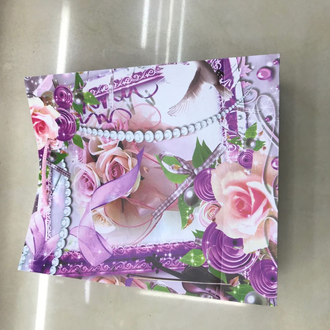 Rosa flor patrón nubuck bolsa de regalo