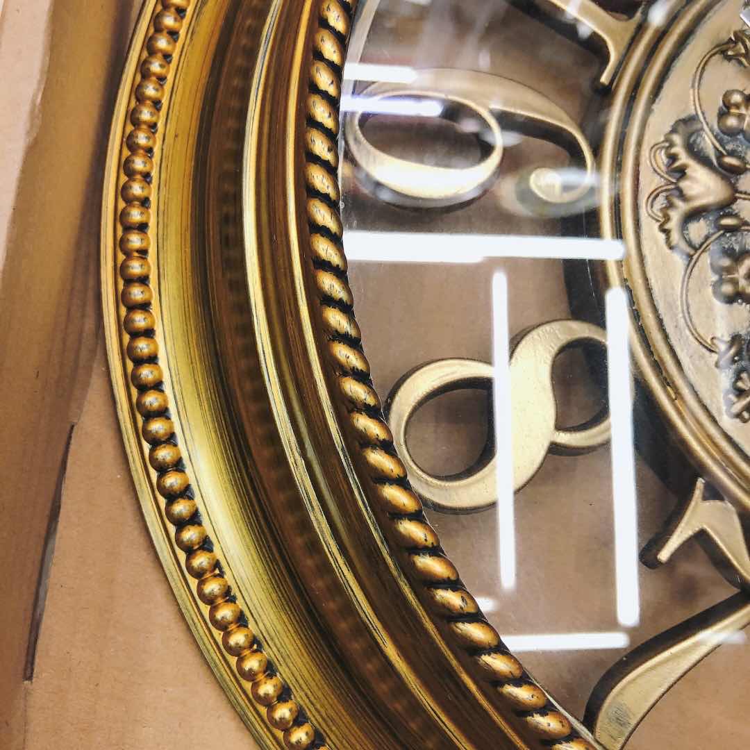 金色复古圆盘挂钟客厅北欧钟表家用创意时钟现代简约大气挂表时尚石英钟详情图2