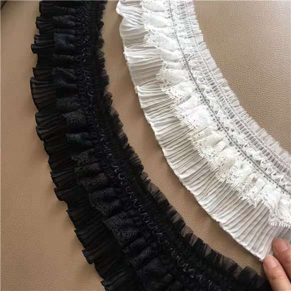 Widened Lace Lace Fabric Black Dress Accessories Hem Skirt Trim Hollow White Gauze Embroidery Flower 15 details Picture