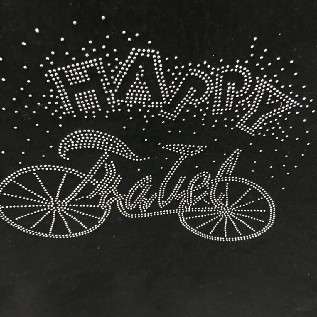 烫图银色自行车happy英文字母制成可爱俏皮活泼细节图