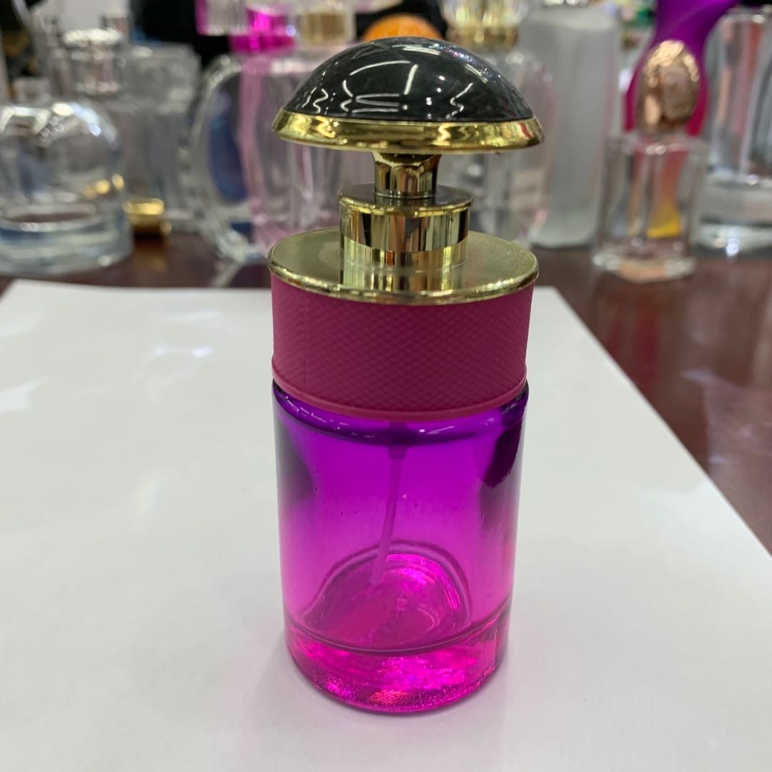 高档玫瑰紫色半透明香水包装瓶玻璃制品便携式精华液小空瓶