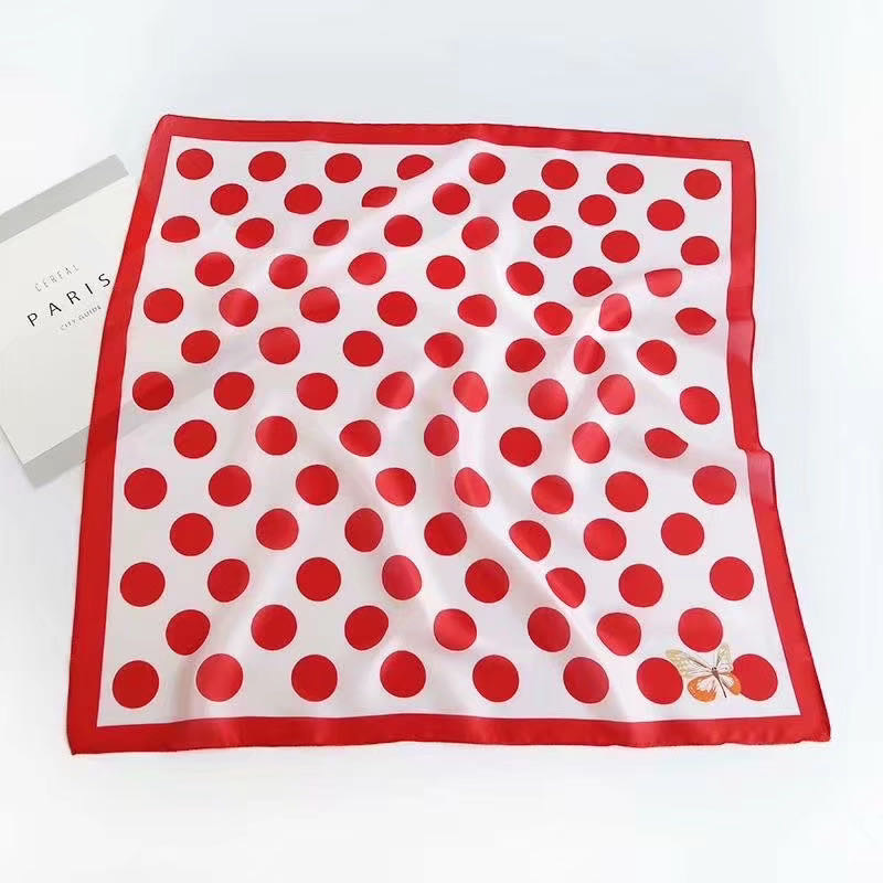 Fashion Casual All Match Small Square Scarf Scarf Red Polka Dot Korean Scarf details Picture