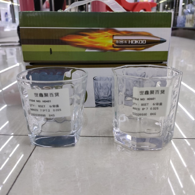 The price of a box (6 pieces) of glass water cups