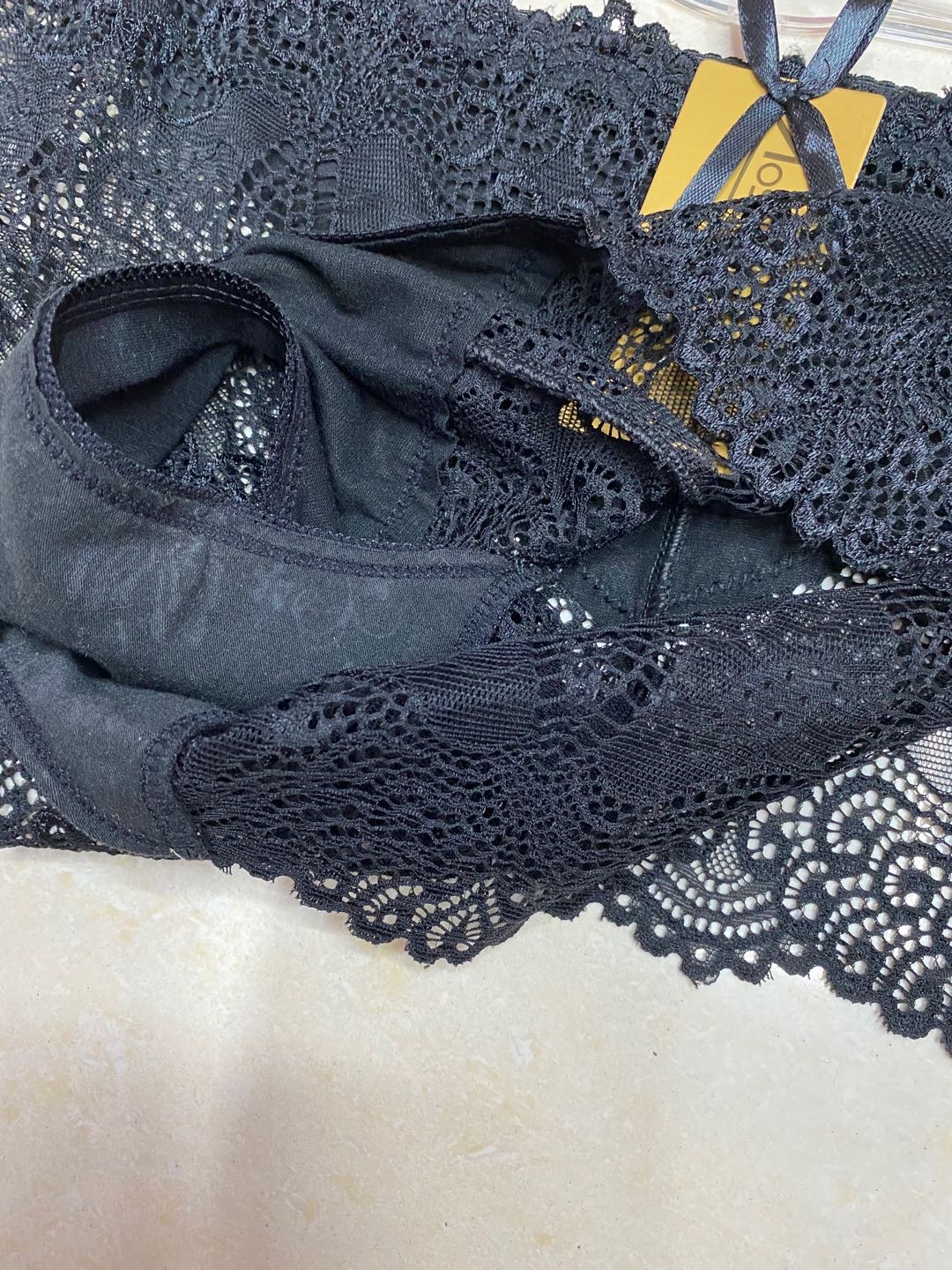 Fashion Soft Breathable Women's Low-Rise Lace Panties Triangle Black details Picture