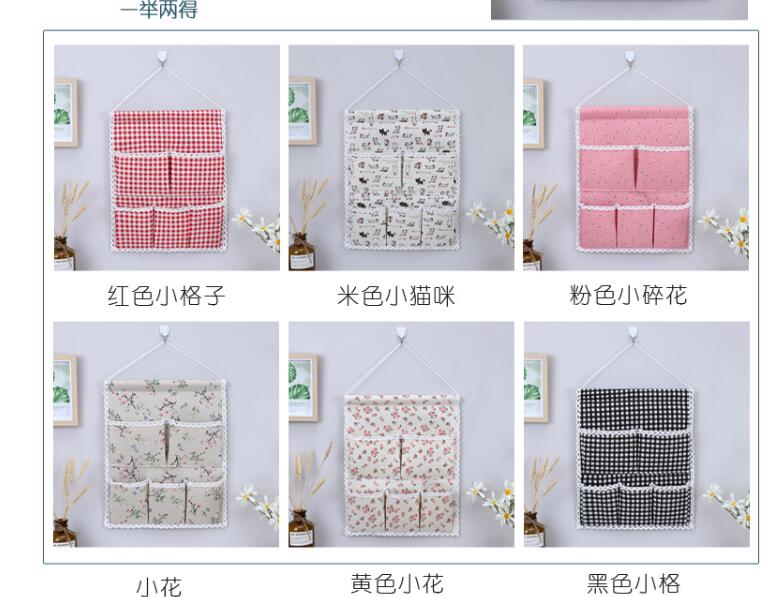 Cotton And Linen 5 Bags Home Cotton And Linen Storage Bag Hanging Bag Cloth Behind The Door Sundry Storage Bag Student Dormitory Storage Hanging Bag Can Be Customized details Picture