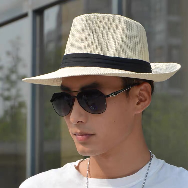 Summer Autumn Men's And Women's Hair-Trimmed Straw Sunshade Sun Hat Korean Decorative Straw Hat Casual Beach Hat