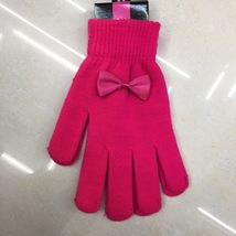 魔术蝴蝶单色手套户外运动冬季保暖针织毛线手套