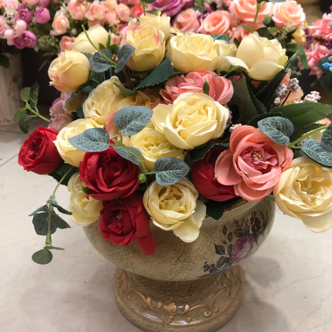 塑料假花仿真花套装摆件装饰客厅家居小花盆栽