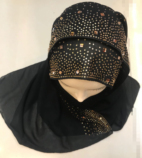 A versatile and casual gradient rhinestone chiffon headscarf for women details Picture