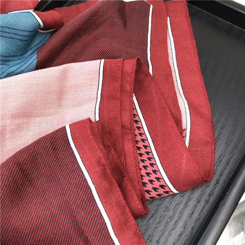 Multi-Color Pattern Splicing Design Scarf Scarf Long Style Temperament Specification drawing