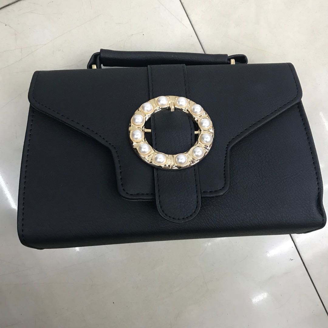 黑色珍珠斜挎女包拎包时尚女士包包女士皮包