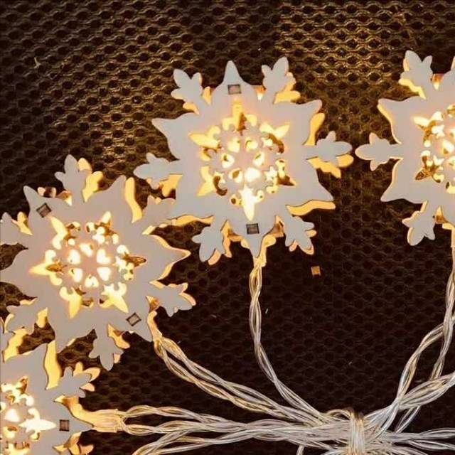 Christmas Decorative Lights Led Light String Lights Internet Red Romantic Small Light Bulb House Small Cage Super Snowflake Shape New Year Stars Point 111 Lights Lighting details Picture