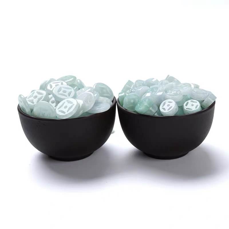 Natural A-grade jadeite DIY accessories, loose beads and money pendants, jadeite and jade accessories, copper coins, loose beads and jade money pendants Specification image