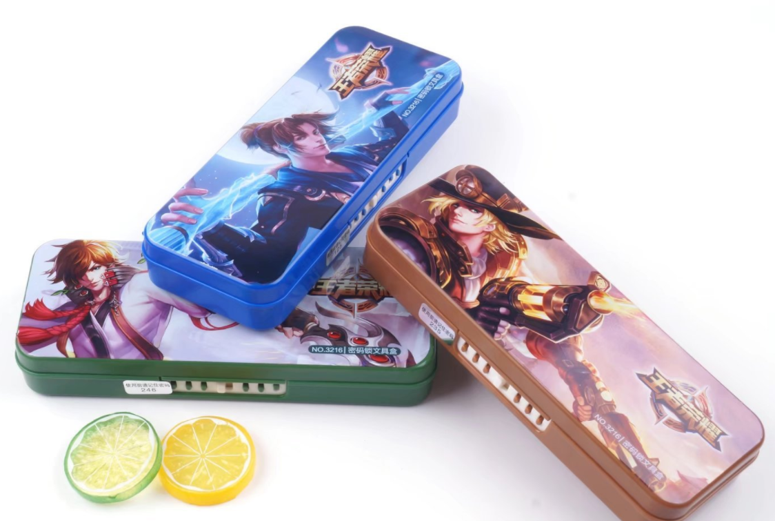 王者荣耀双层镜子密码锁文具盒铅笔盒多功能塑料盒卡通文具盒细节图
