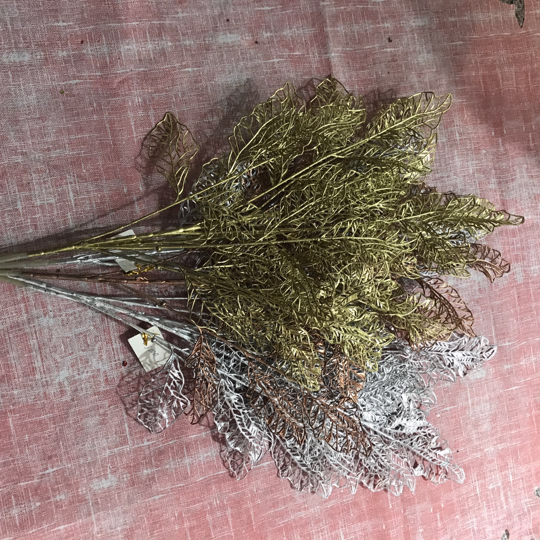 全金粉PE仿真花卡通花束diy金粉花情人节花束亮粉玫瑰花。