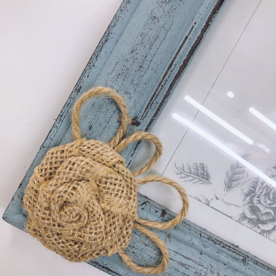 Rope-pasted craft photo frame stand, simple and retro wall-mounted custom picture frame, children and adults, studio photo frame details Picture