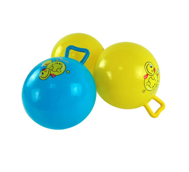 哈哈球10寸PVC手柄球宝宝充气拍拍卡通玩具皮球颜色随机