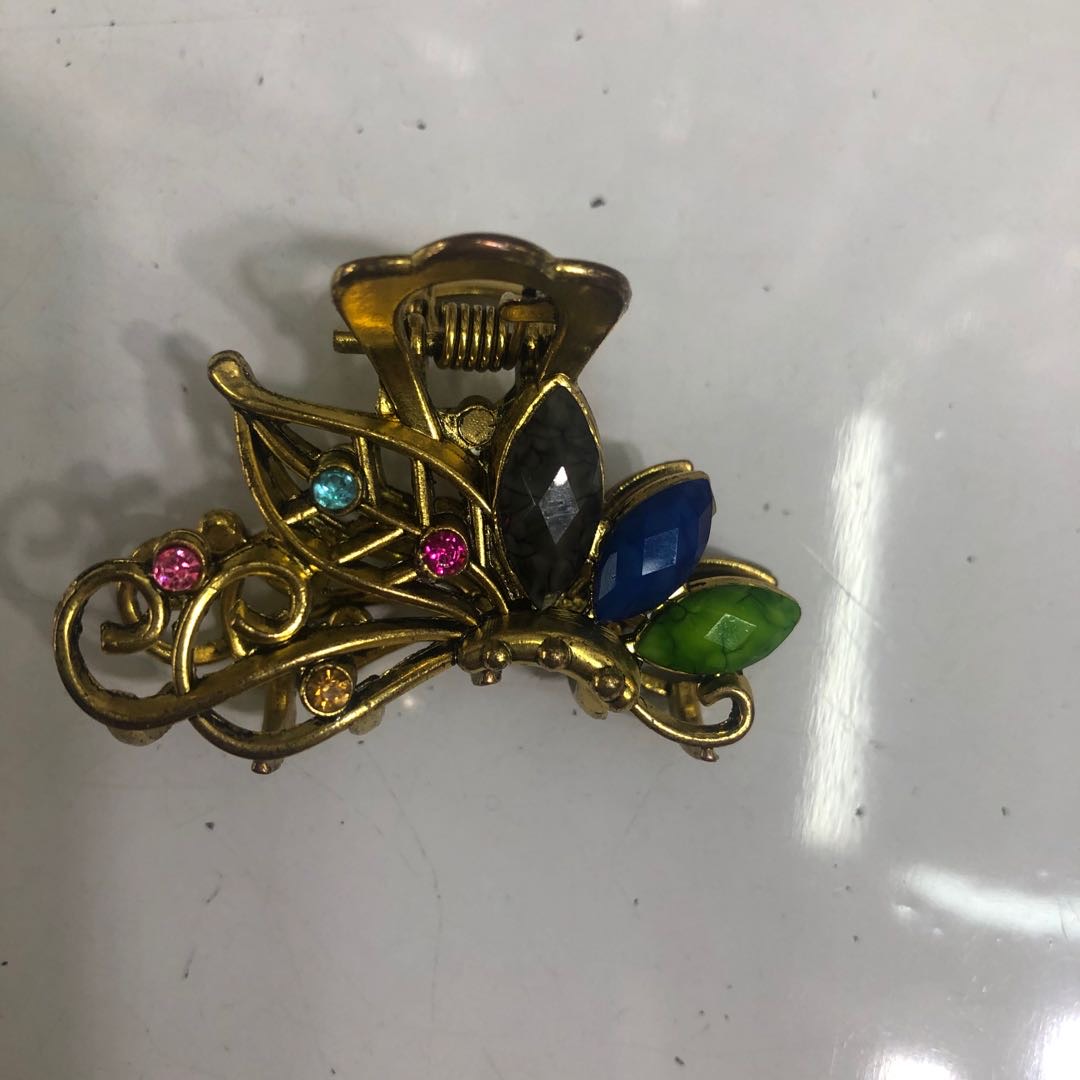 Korean Retro Popular Hair Accessories Hairpin Grab Resin Rhinestones