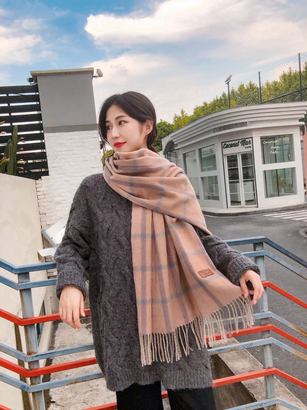 Casual With Classic Long Plaid Warm Shawl For Women