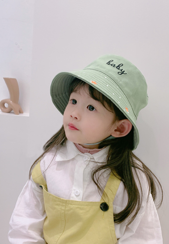 New Children's Sunshade Hat Pure Cotton Letter Basin Hat Boys And Girls Baby Summer Sunscreen Hat Tide Embroidered Fisherman Hat Specification drawing