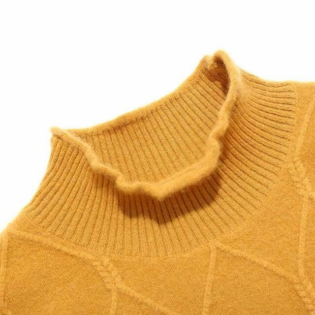 纯羊绒女款中领卷边产品图
