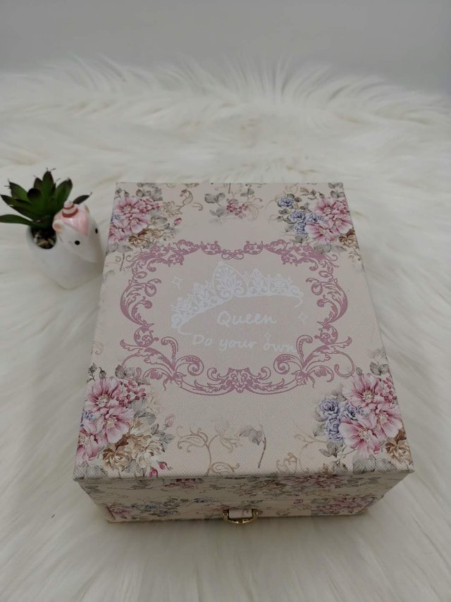 义乌好货 四角花纹首饰盒可爱风饰品收纳盒