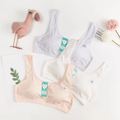 Girls' Underwear Pure Cotton Sports Small Vest Junior High School Bra Big Children Developing Teenagers Without Underwire Thin