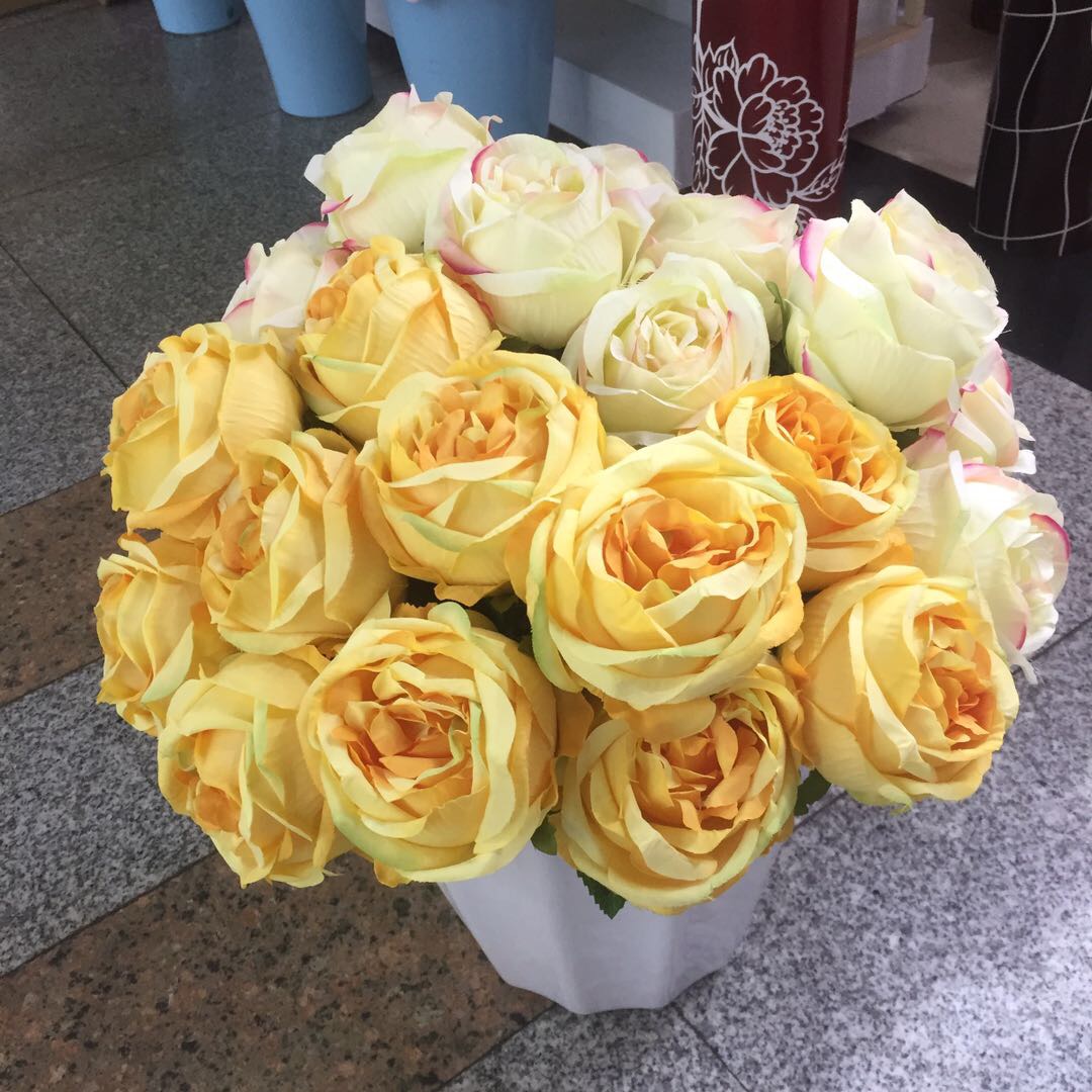 双色摆件仿真花布绢花婚庆家居装饰摆件