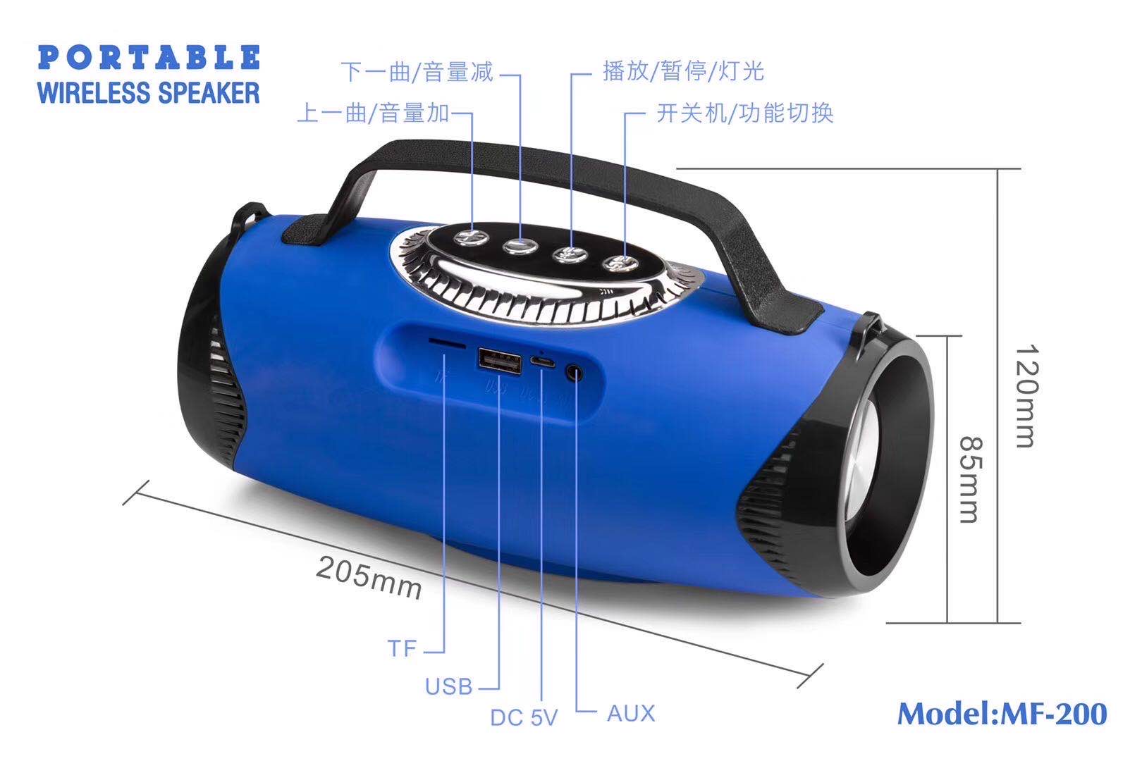 Bluetooth speaker, war drum wireless outlet, bass stereo outdoor speaker details Picture