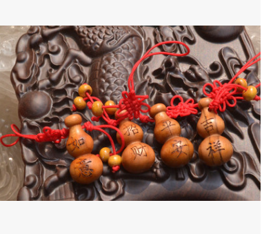 桃木雕刻小葫芦挂件平安款手机链i钥匙扣饰品