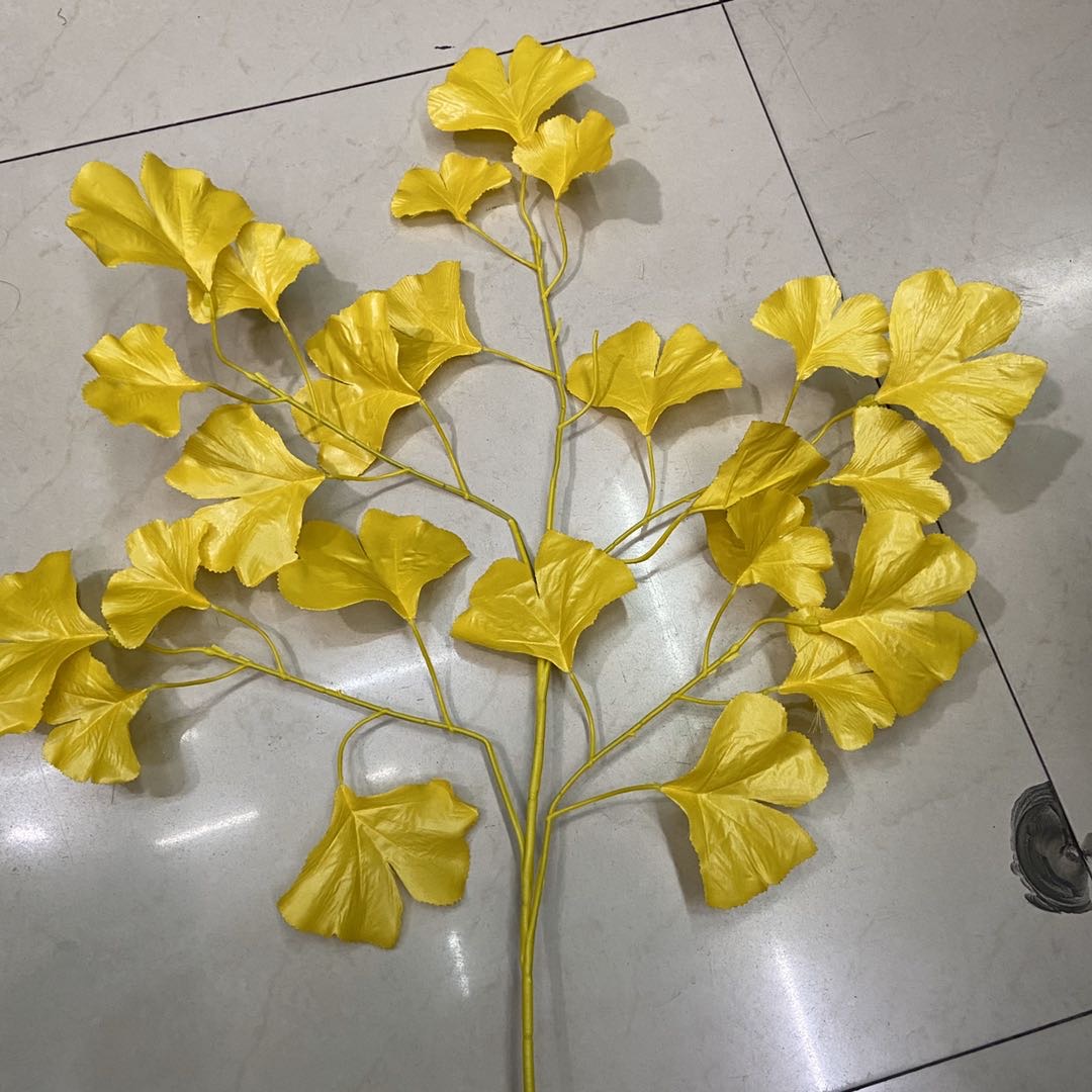 速卖通 亚马逊爆款5叉金色人造仿真枫叶家庭婚礼派对装饰拍照道具