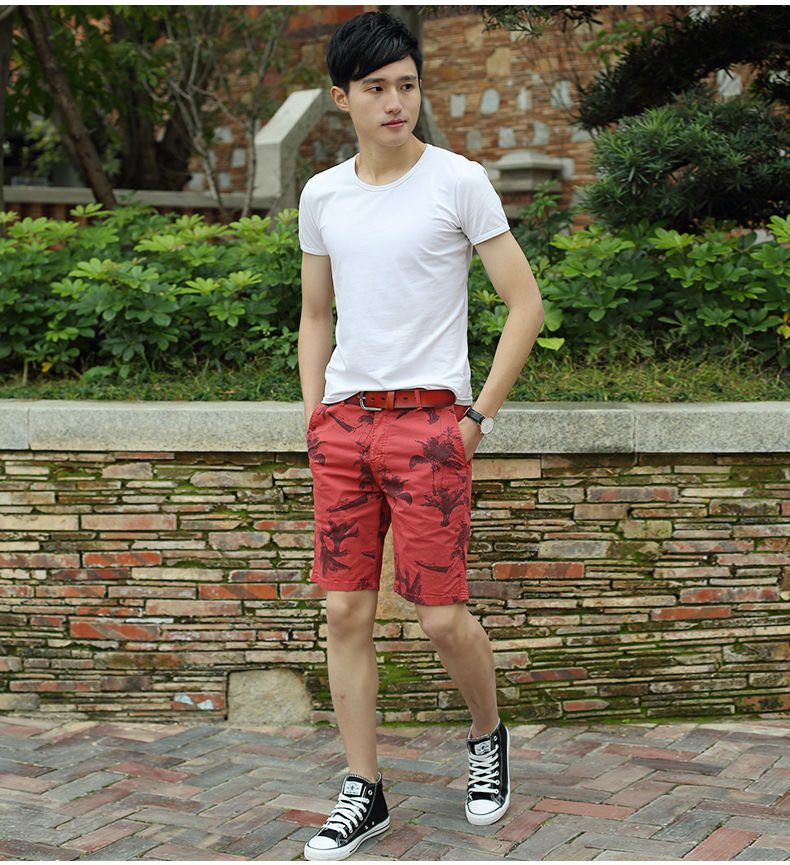 夏天五分裤男迷彩纯棉水洗短裤休闲沙滩裤中裤韩版