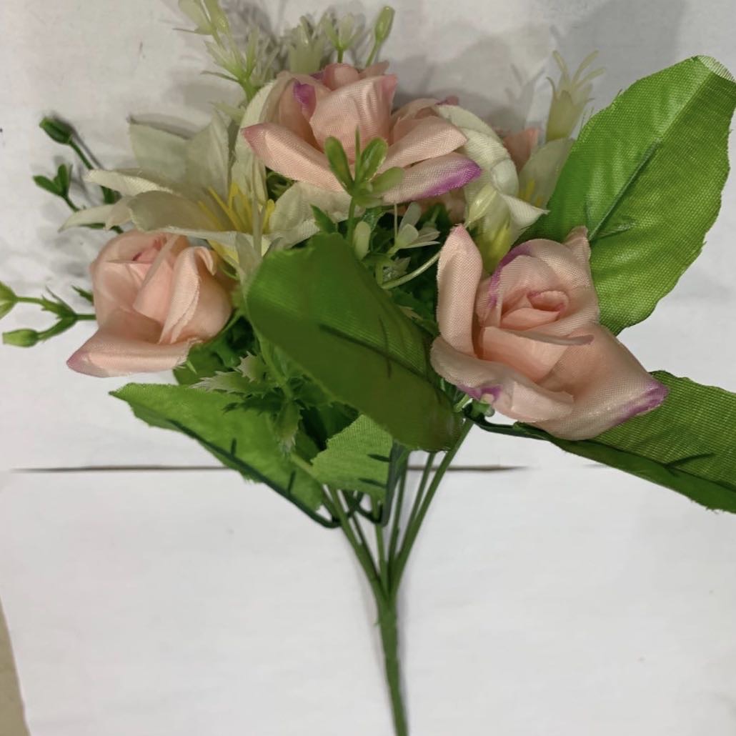 Artificial Flowers False Flowers Dining Table Bedroom Living Room Decoration Flower Wine Cabinet Creative Decoration Crafts Plastic Flowers Pink Roses