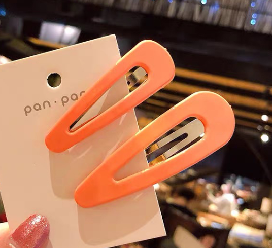 两个装糖果色水滴发夹女简约对夹可爱百搭边夹后脑勺顶夹发卡头饰产品图