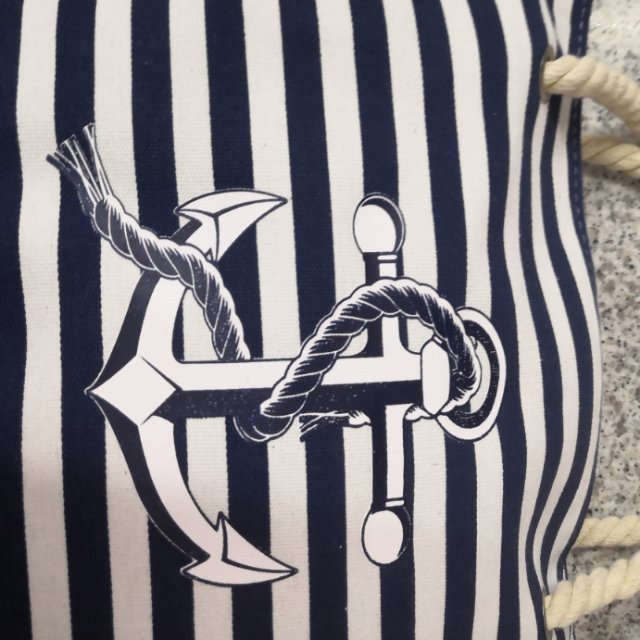 Hand Bag Canvas Bag Striped Blue Cloth Bag details Picture