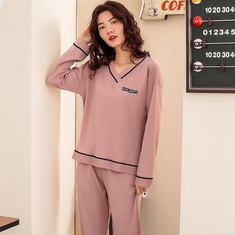 Spring And Autumn Long Sleeve Thickened 100% Cotton Pajamas Female Lovely Large Size Winter Set Korean Version Loose Can Be Worn details Picture