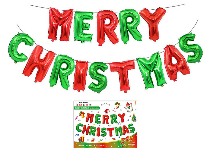 merrychristmas aluminum foil balloons, Christmas bar and shopping mall decoration balloons, Merry Christmas letter aluminum foil balloons Specification image
