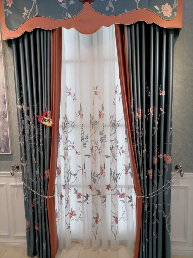High precision embroidery thickened shading curtain finished plain color simple wind living room custom full figure