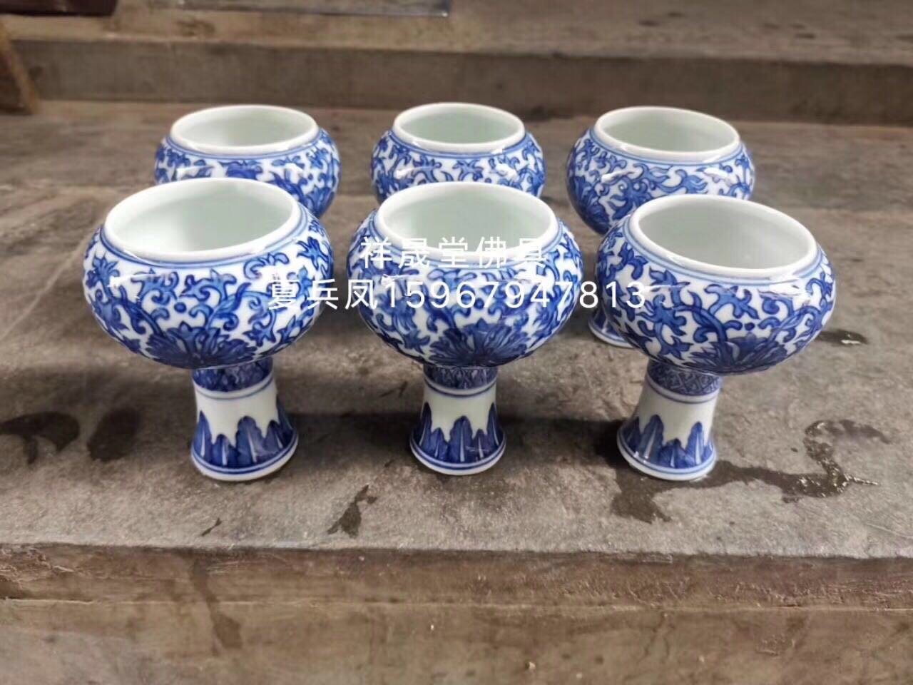 供佛果盘 手工青花瓷 家用供奉  水果盘供佛上供贡盘