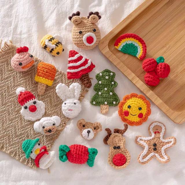 PrettyGirl发饰小号秋冬毛线帽子发饰辅料米黄色产品图