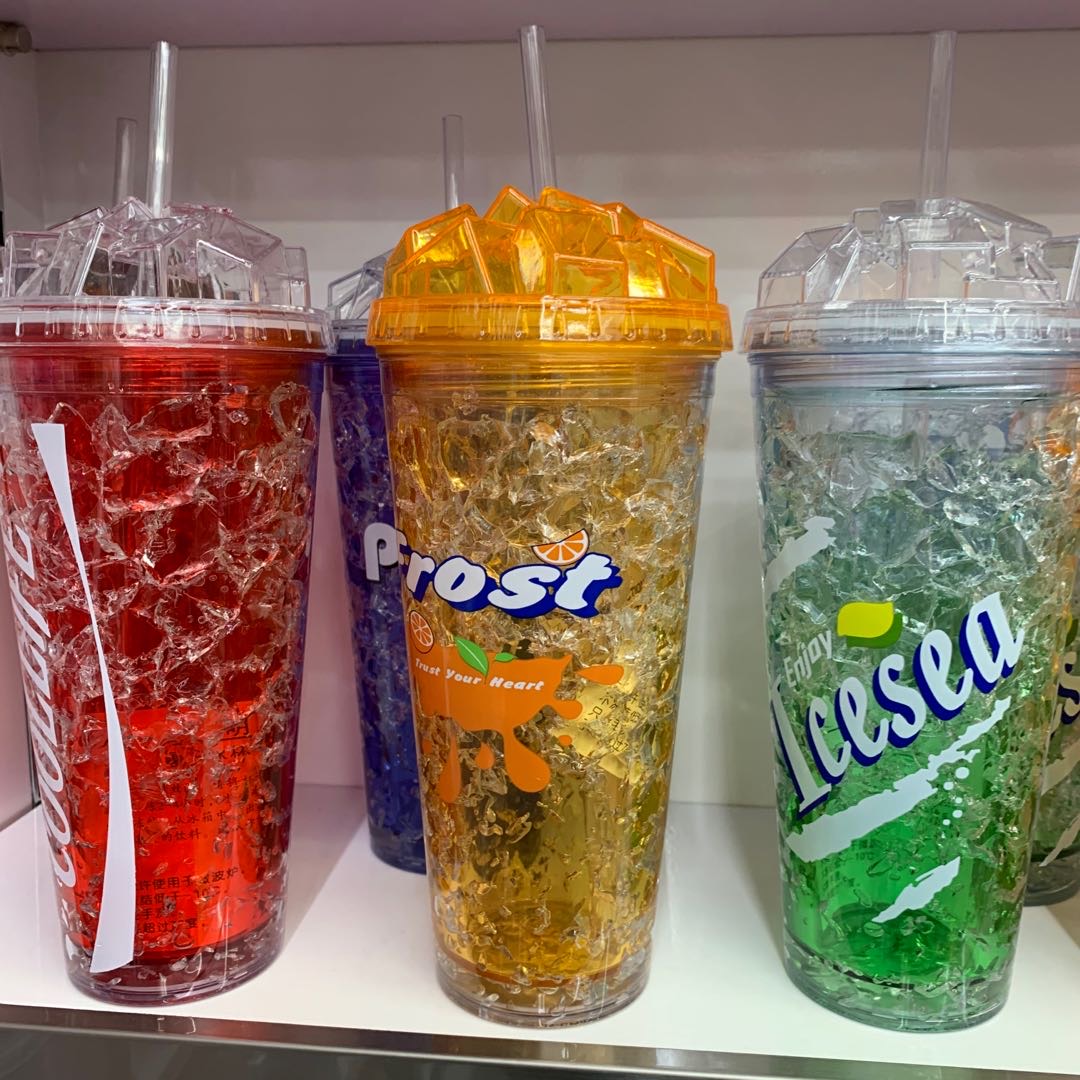 半透明喝水杯立体盖子带吸管