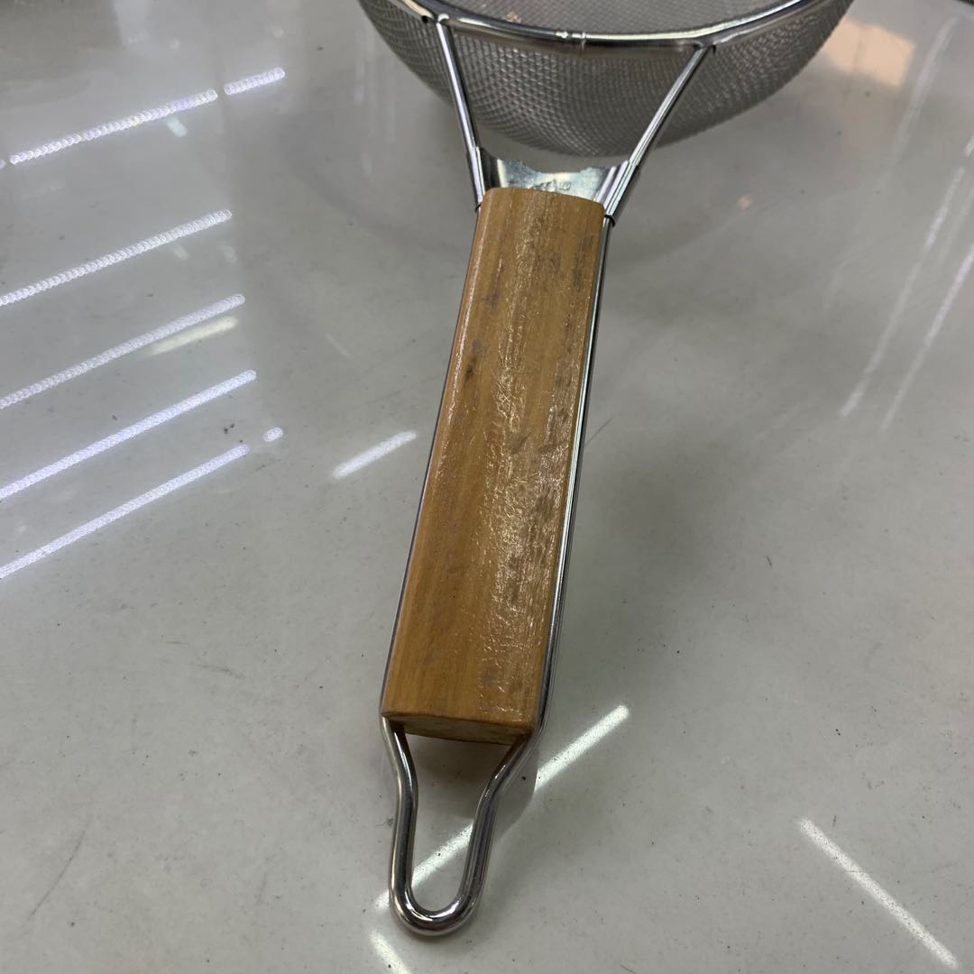 25cm stainless steel wooden handle deep-frying basket net double-ear strainer, deep-frying basket net, general merchandise, daily necessities, kitchenware, kitchenware Specification image